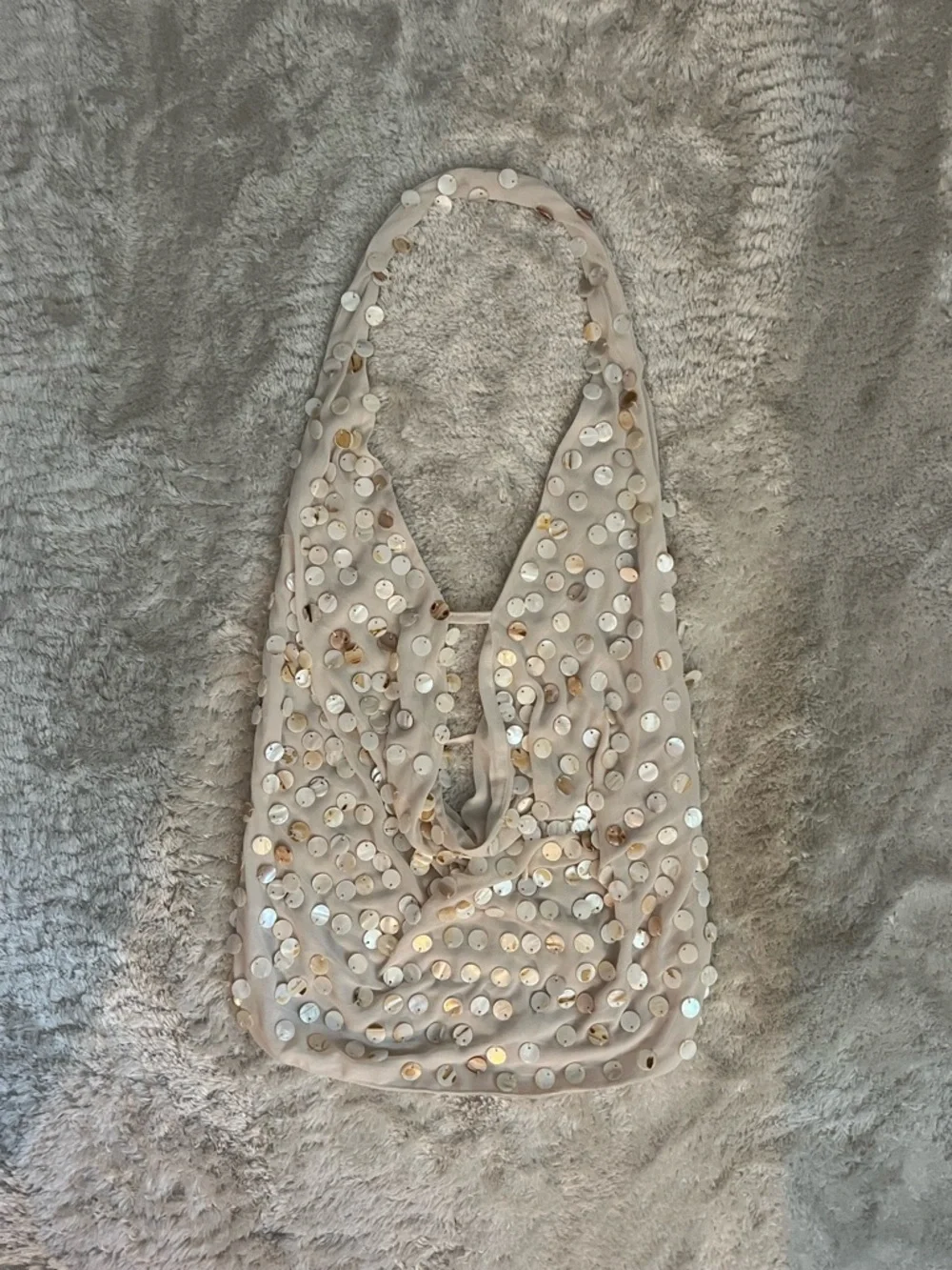 Peppermayo XXS Beige Sequin Halter Top - Picture 1 of 4